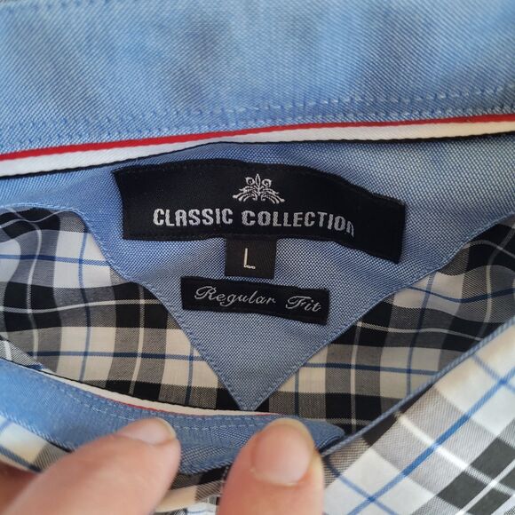 Alimens & Gentle Mens L Black Plaid Button Down Shirt Pocket Long Sleeve - Picture 6 of 12